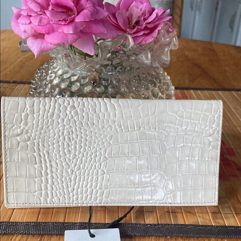 Brahmin Cream Croc-Embossed checkbook holder - Picture 2 of 6
